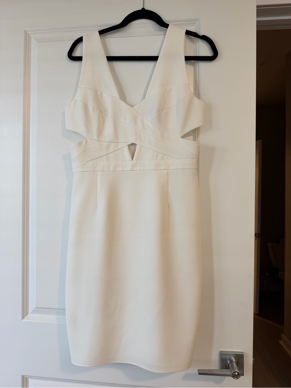 BCBGMaxAzria White Cutout V-Neck Mini Dress